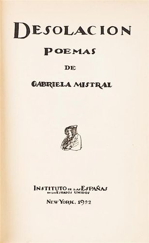 MISTRAL, GABRIELA. Desolacion Poemas. NY, 1922. First edition.