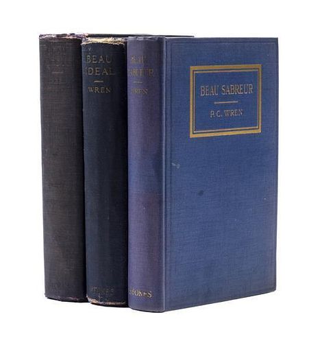 WREN, PERCIVAL CHRISTOPHER. Three first American editions. New York, 1926-1928, comprising Beau Geste, Beau Sabreur, and Beau Id