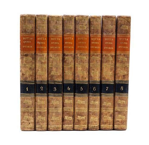 (BINDINGS) BOTTA, CARLO. Storia d'Italia. Italy, 1824. 8 vols.