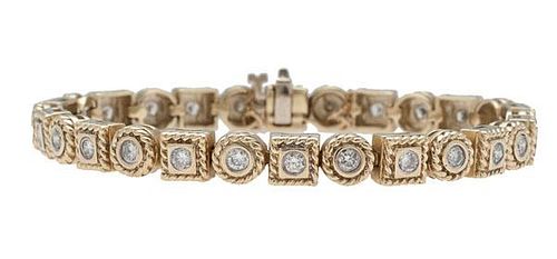 Circle and Square Two Carat Total Weight Tennis Bracelet 