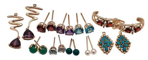 Gemstone Earrings and Jackets in 14 Karat Yellow Gold 