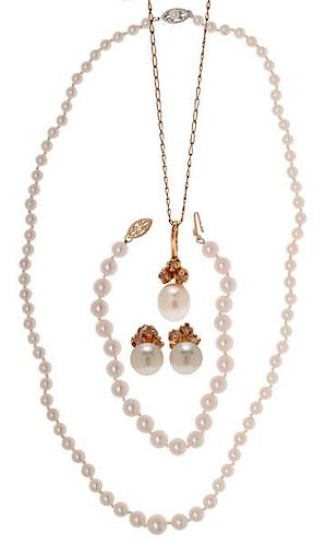 Pearl Grouping with 14 Karat Gold  