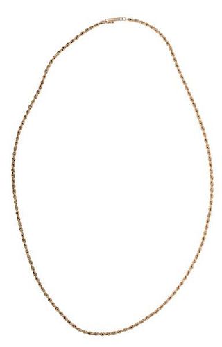 Solid Rope Chain in 14 Karat Yellow Gold 