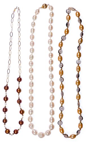 14k Yellow Gold and Pearl Necklace Assortment