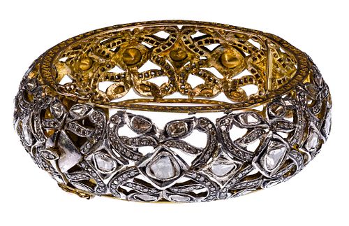 Sterling Silver and Diamond Hinged Bangle Bracelet