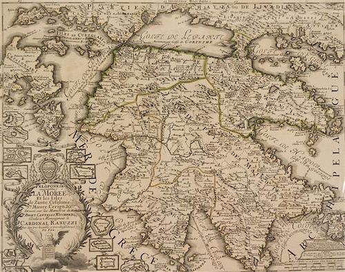 (MAP) FER, NICOLAS DE. Peloponeses aujourd'huy La Moree et les isles de Zante, Cefalonie, St. Maure, Cerigo, &c. [Paris, ca. 170