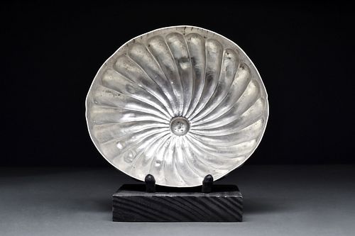GREEK HELLENISTIC RIBBED SILVER PHIALLE BOWL