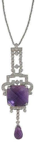 Amethyst and Diamond Pendant/Necklace