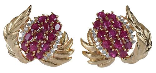 Gold and Ruby Earrings