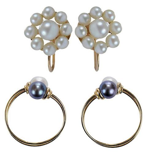 Two Pair Pearl Earrings