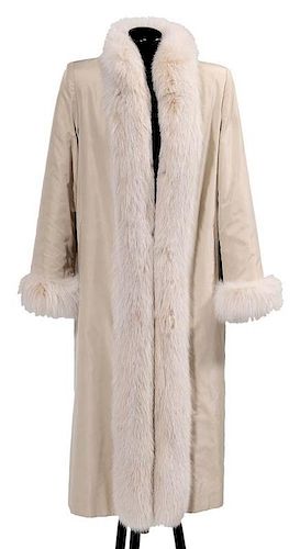Ladies Fine Silk and Fur-Trimmed Coat