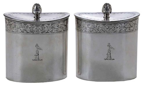 Pair of George III English Silver Tea