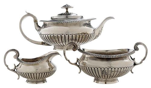 Three-piece English Silver Tea Service