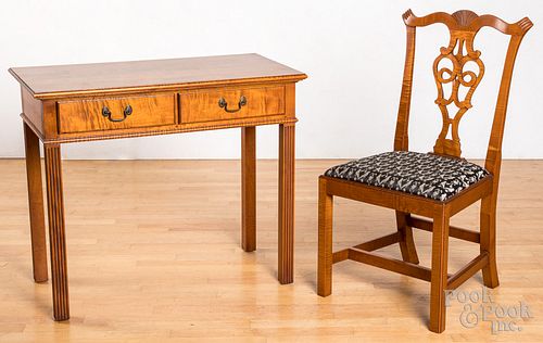Eldred Wheeler tiger maple table and chair