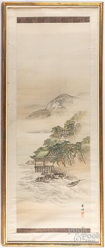 Two Chinese watercolor scrolls