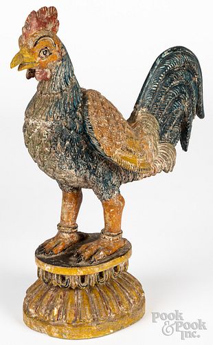 Carved and painted rooster