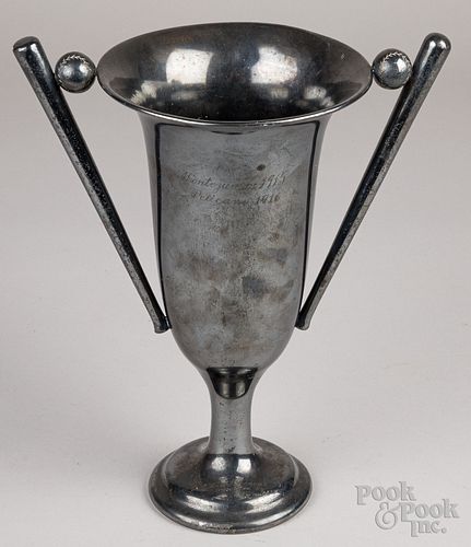 Silver plated baseball trophy