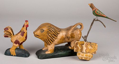 Three Daniel & Barbara Strawser carved animals