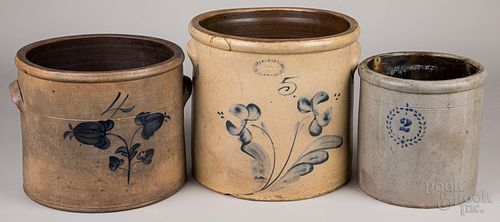 Three stoneware crocks, 19th c.