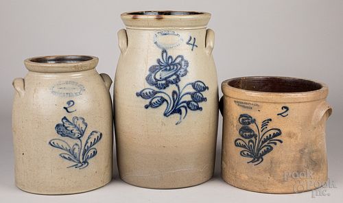 Three New York stoneware crocks, 19th c.
