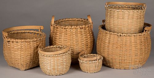 Six contemporary splint baskets