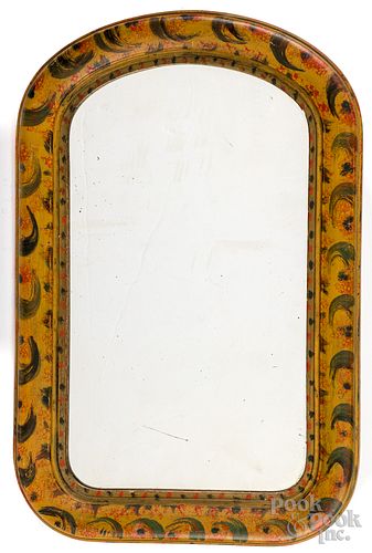Painted pine cottage mirror, 19th c.,