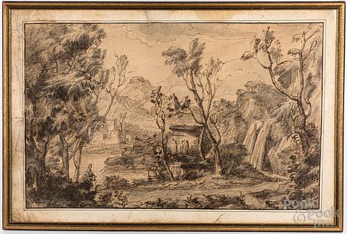 Early Sepia and ink landscape