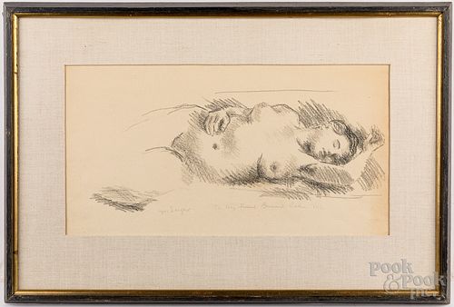 Moses Soyer, charcoal nude