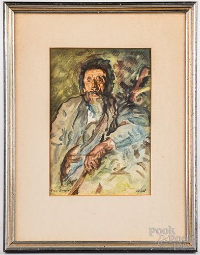 Watercolor portrait of a gentleman