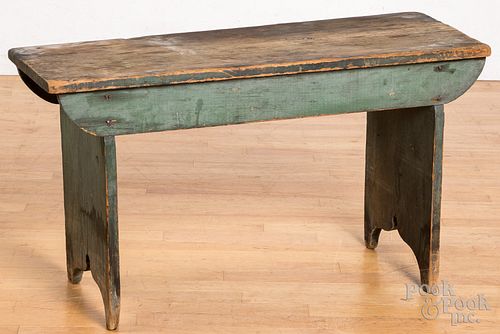 Painted pine bench, 19th c.