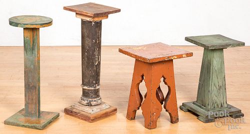 Four painted stands/pedestals