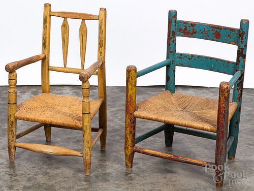 Two painted child's chairs, 19th c.