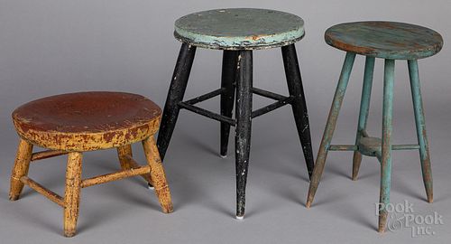 Three painted stools, 19th c.