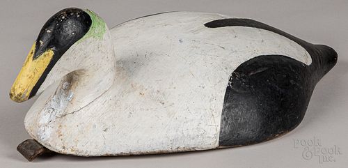 Edward Langley carved and painted eider duck decoy