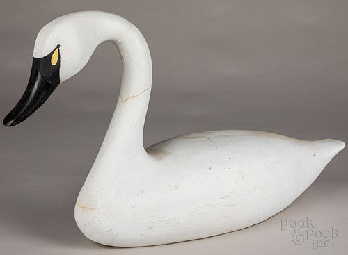 Frank Dobbins carved and painted swan decoy