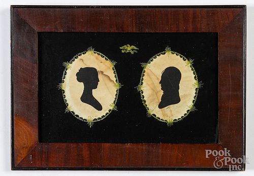 Pair of Peale Museum silhouette portraits