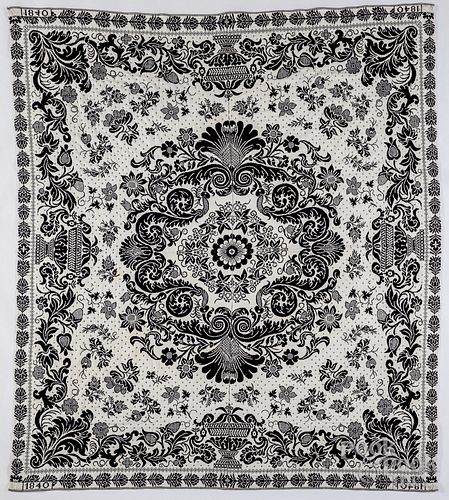 Jacquard coverlet, dated 1840