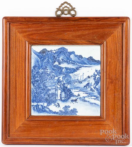 Chinese blue and white porcelain plaque