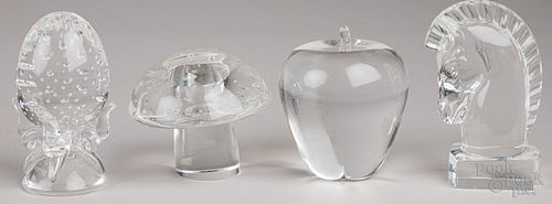 Four pieces of Steuben crystal glass