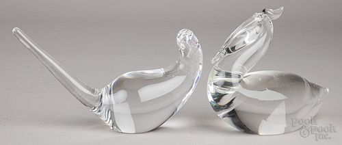 Two Steuben crystal glass birds