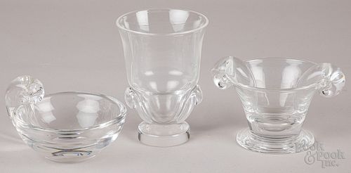 Three pieces of Steuben crystal glass