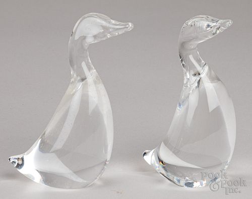 Pair of Steuben crystal glass ducks