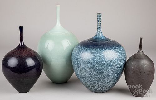 Four Stephen Merritt ceramic vessels