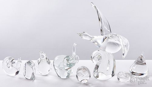 Seven Steuben crystal glass animals