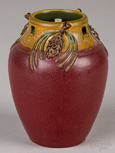Ephraim Faience Pottery pinecone vase