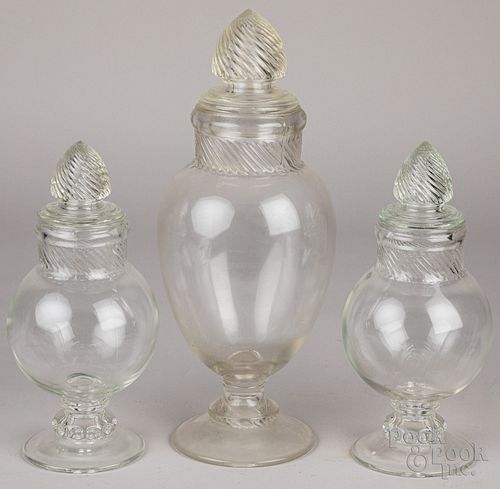 Three apothecary show jars, ca. 1900, etc.