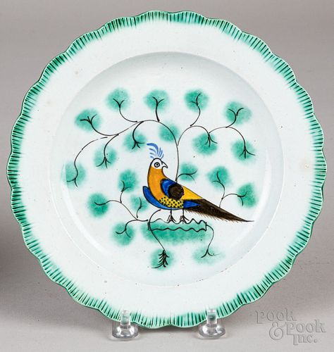 Leeds green feather edge peafowl plate, 19th c.
