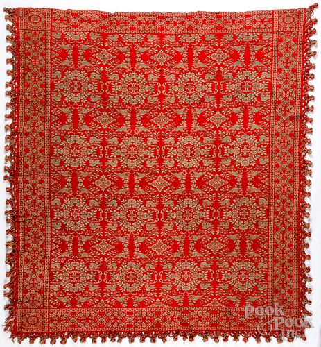Oversized Jacquard coverlet, mid to late 19th c.