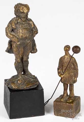Bronze figure of a man, together with a figure