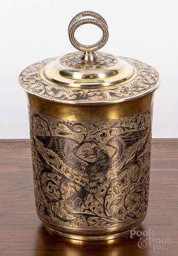 Russian silver gilt and niello covered cup